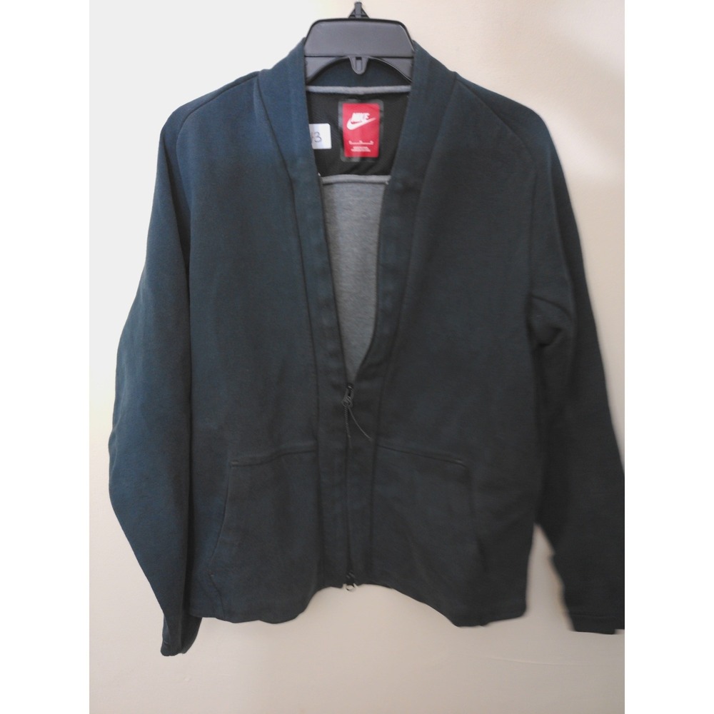 Nike Full Zip Hoodie Mens Medium Blue Charcoal Bonded Back Distressed Activewear